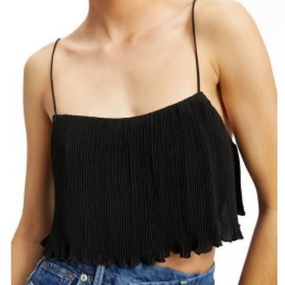 Good American NWT Plissé Crop Top in Black Size XXL - Picture 2 of 11